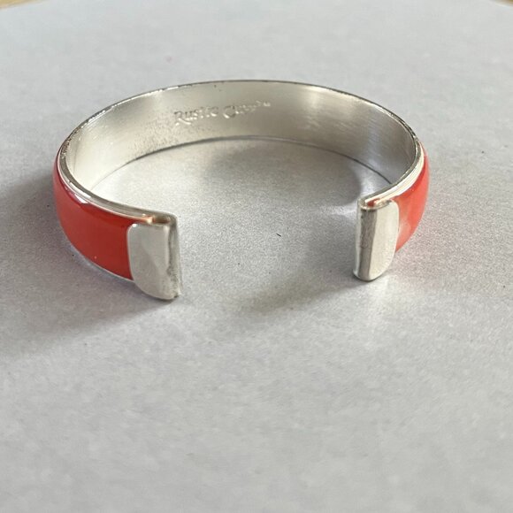 Rustic Cuff Orange "Survivor" Silicone and Stainless over Brass Bracelet - Picture 3 of 3